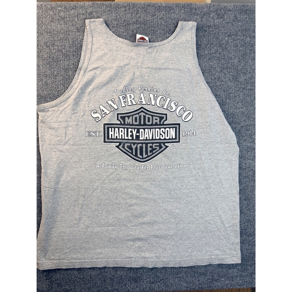 Harley Davidson Tank Top 2XL Gray San Francisco Dudley Perkins USA Biker Tee